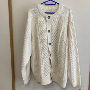 아이보리 케이블 니트 가디건 M 사이즈