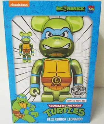 베어브릭 레오나르도 터틀즈 CHROME Ver. 400%