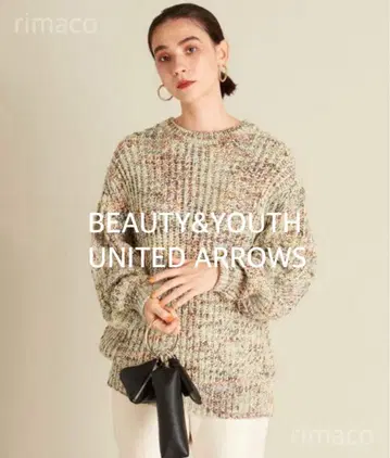 BEAUTY&YOUTH 립 믹스 컬러 크루넥 니트 풀오버