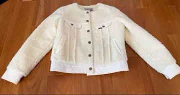 Lee 리 보아 자켓 화이트 노카라 복슬복슬 아우터