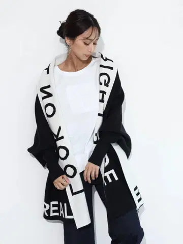 SCOTCLUB 로고 리버서블 니트 숄