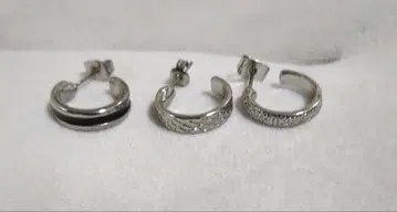 후프 귀걸이 세트 (실버 블랙)