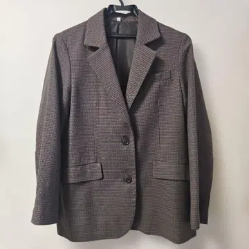 [ 새상품급 ] 브라운 계열 체크 무늬 테일러드 자켓