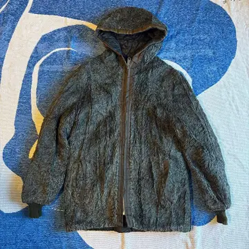 빈티지 퍼 후드티 그레이