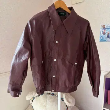 cider 가죽 자켓 와인 레드