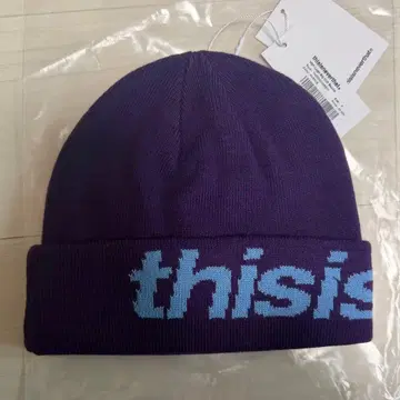 한국 thisisneverthat 로고 빅 카프 비니 니트 모자 퍼플