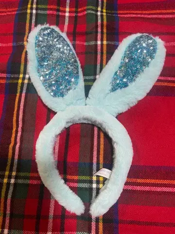 토끼 귀 머리띠 스카이블루 글리터