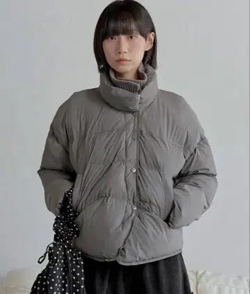 하이넥 빈티지 리브 니트 컬러 충전솜 패딩 점퍼