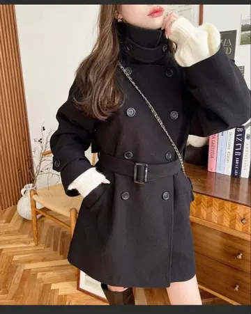 니트 멜톤 2WAY 어레인지 칼라 미들 기장 트렌치코트