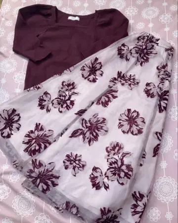 2색 플로키 스커트 코디 셋업