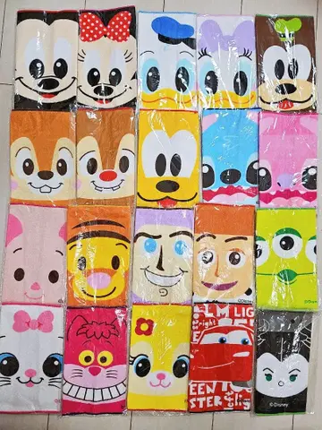 디즈니 올스타 캐릭터 얼굴 패턴 핸드 타월 20개 세트