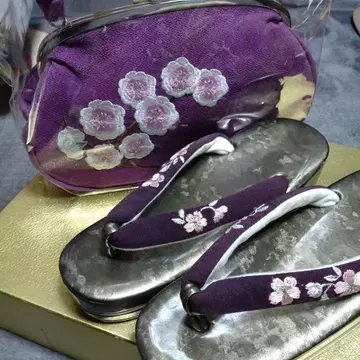 보라색 꽃무늬 자수 일본 의류용 백과 조리 세트