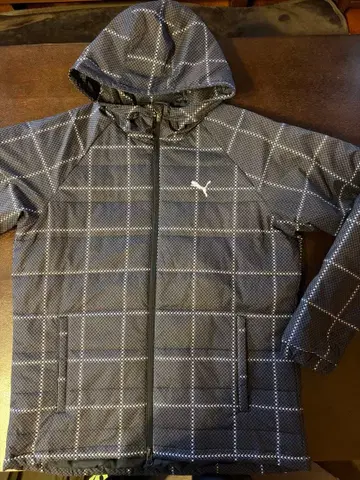 Puma 체크 무늬 후드 부착 아우터