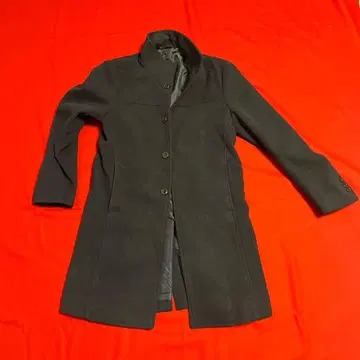 다크 그레이 스탠드 카라 코트 구제 의류