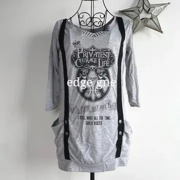 edge gne 롱T 그레이 M 사이즈 Y2K 7부 소매 락 테이스트