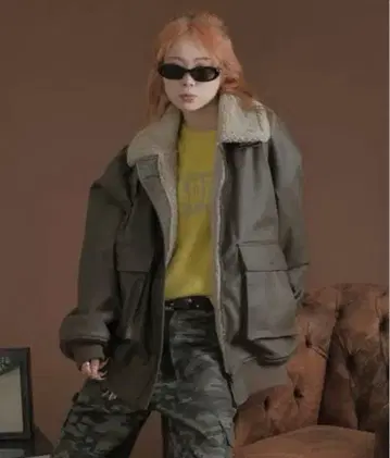 [sadacle] 보아 안감 인조 가죽 블루종 브라운 S