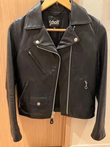 Schott 블랙 레더 더블 라이더스 XS