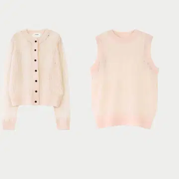 MACHATT 핑크 레이스 편직 가디건