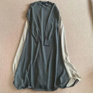 MEDOC 그레이 니트 절개 롱 원피스