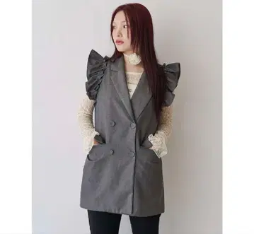 프릴 베스트 미니 원피스 그레이 jouetie 그레이