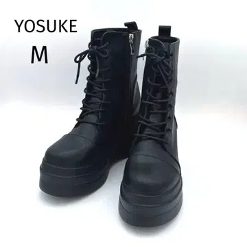 요스케 레이스업 사이드 지퍼 통굽 부츠 블랙 M 37 표기