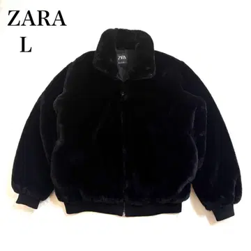 ZARA 자라 인조 모피 봄버 자켓 블루종 블랙 L