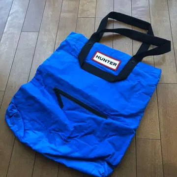 HUNTER 토트백 파란색 프론트 포켓 부착