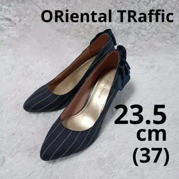 새상품급 오리엔탈 트래픽 네이비 스트라이프 리본 펌프스 23.5cm