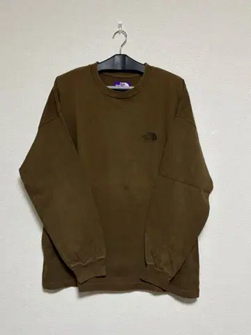THE NORTH FACE 브라운 긴팔 티셔츠 퍼플 라벨