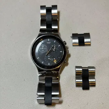 Swatch 크로노그래프 손목시계 블랙/실버