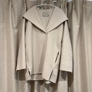 안피로 울 혼방 리버 후데트 코트 [발수] 베이지 S