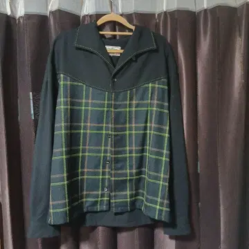 Creatina Lounge L 블랙/그린 체크 셔츠