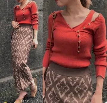 Ameri HENLEY NECK LAYERED KNIT