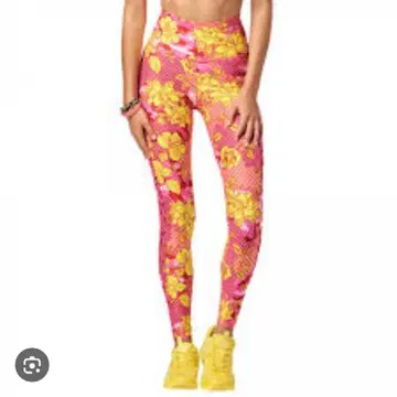 Zumba 플라워 레이스업 하이웨스트 레깅스