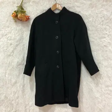 페미나선레이디 울 코트 [ M ] 자식 버튼 심플 무지 블랙