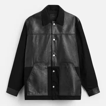 ZARA 콤비 가죽 데님 자켓