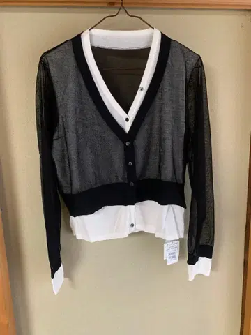 FENNEL yamadaya 메쉬 가디건 블랙 화이트