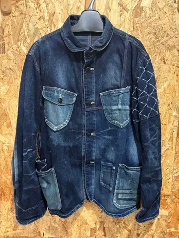 데님 커버올 패치워크 자수 일본제 XL