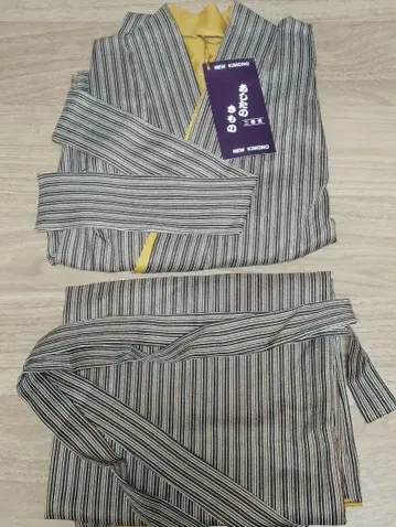 새상품 시접 포함 투피스 기모노 스트라이프 디자인