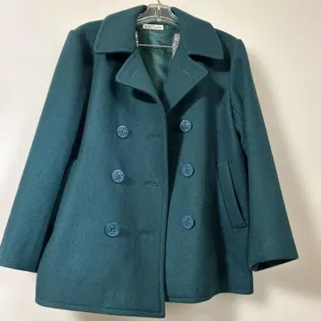 [ 미사용 ] 더블 버튼 피코트 다크 그린 쇼와 레트로