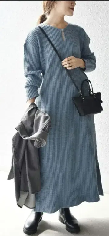 새상품 ships 2WAY 빅 와플 원피스 M