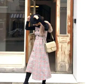 BIRTHDAY BASH 벨트 포함 글렌체크 롱 원피스