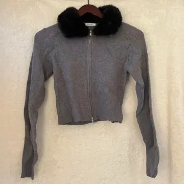 INGNI 퍼 옷깃 지퍼 니트 가디건