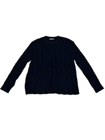 AURALEE 코튼 코드 케이블 니트 네이비 스웨터