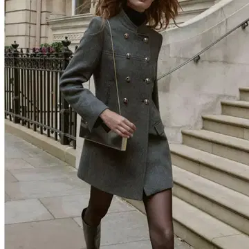 ZARA 울 더블 브레스트 코트 택 포함 새상품