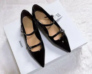 PECHINCHAR 블랙 더블 스트랩 에나멜 펌프스 38