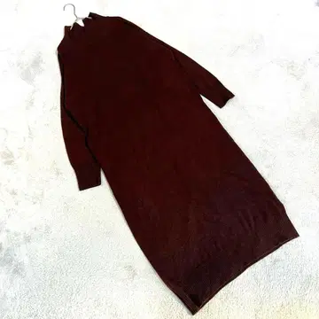 새상품급 [심플리시떼] (F) 하이넥 롱 니트 원피스 다크 브라운