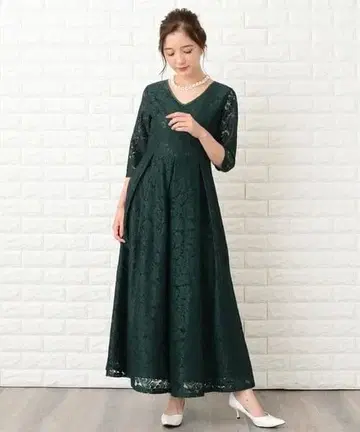 드레스 7부 소매 전체 레이스 포멀 롱 원피스