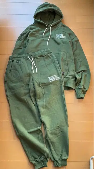 EVILACT 후드 맨투맨, 스웨트 팬츠 셋업 그린