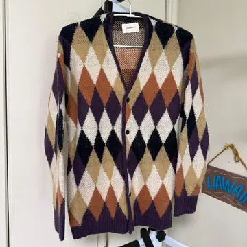 다이아몬드 패턴 니트 가디건